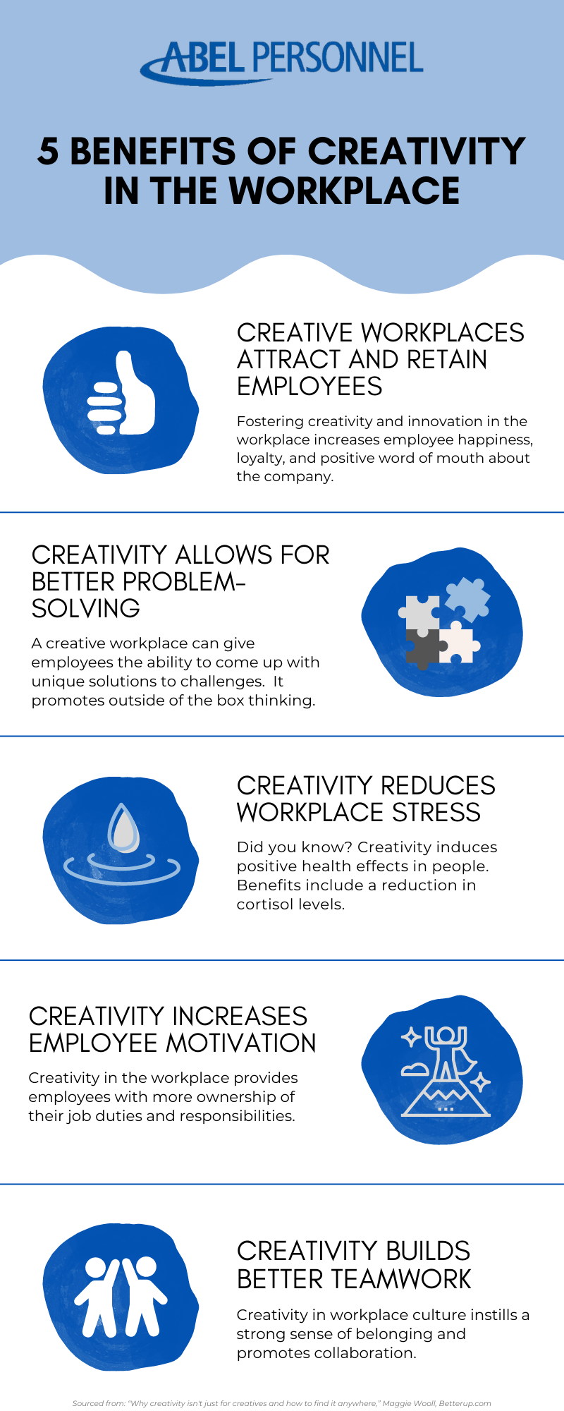 5 BENEFITS OF CREATIVITY IN THE WORKPLACE - Abel Personnel