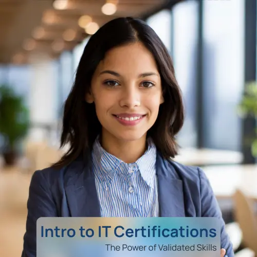 Smiling professional for intro to IT certification article